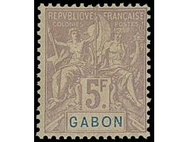 1904/07, Complete set of 17 stamps up to 5 fr. violet and grey, unused, very fine

