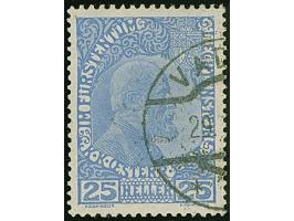 1916, 25 H. mittelultramarin auf gewöhnlichem Papier, vollständige Zähnung, sauber gestempelt mit linker Hälfte des Radgangst