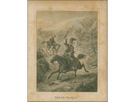 1846, old steel engraving from the German postal almanac ‘Turkish Letter Post’ and map postcard Bulgaria &amp; Eastern Roumel