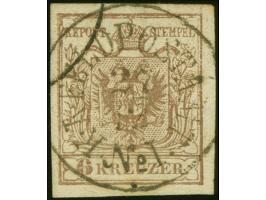6 Kr. braun, allseits breitrandig, mit zentrisch klarem EKr. "K.K. Feldpostamt No. 1/ 27/12" (Müller 600 P.)