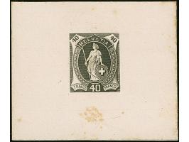 1882/1905, Stehende Helvetia 40 Rp., Einzelabzug in schwarz auf Karton; im Rand leicht fleckig (Zumstein Handbuch 231)