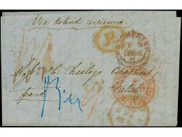 1856, Manchester to Galatz, Romania, stampless folded letter, sent prepaid at 1/1d. rate in manuscript, endorsed “Via Ostend 
