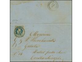 1869, Folded letter from Burgas to Constantinople bearing 10 sld. blue tied by very fine single circle ‘BURGAS 30/1’ datestam