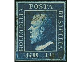 1859, Two stamps 10 gr. blue and indigo, both used, good margins all round, fine. Signed G. Bühler and Diena
