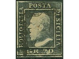 1859, 20 gr. grey-slate, all three colours grey-slate, grey-violet and black-slate used, good margins all round, fine trio. S