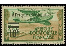 1940/41, airmail stamps optd. ´Afrique Francaise Libre´ and two with surcharge of new value, 10 fr. on 2.50 fr. and 50 fr. on
