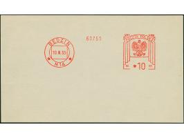 1926/33, meter mark proof strikes, 2 different designs of Warzaw (5,10 and 20 h.) on small pieces and Bedzin (5,10,30 and 60 