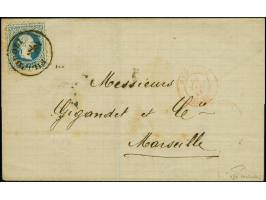 1879 (February 4), 10 sld. blue Franz Josef, tied to folded letter to Marseille by Filipopoli c.d.s., reverse with red Geneva