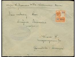 1922, Koninklijke Paketvaart Maatschappij  S.S. CAMPHUIJS violet ship mark on envelope bearing 20 c. / 22½ c. orange from Wel