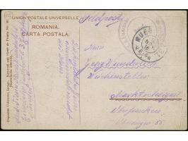 1918, 'Hotel Kronprinz Militär-Verwaltung in Rumänien Bukarest' : Feldpostkarte von Bukarest mit Tarnstempel Feldpoststation 
