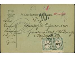 1914, PPC of Prisoners in teh ARAD Fortress and fieldpost card to the military prison Arad with pair 5 f. postage due tied by