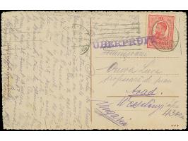1915/18, Two postcards from Arad and to Arad with several german, austrian and hungarian censor marks, one card with postage 