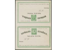 1873, Postal stationery answering card 5+5 c. green unfold and unused, tiny paper adhesives on reverse, otherwise very fine.

