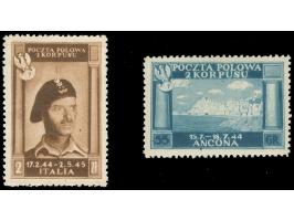 1946, ‘Polish Victories in Italy’, 2 z. chocolate brown (colour variety), thin paper, without gum as issued and 55 gr. blue o