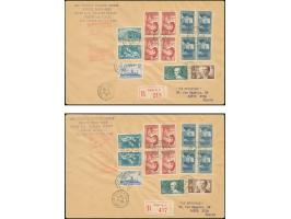 1939, Two first flight registered covers France-USA, each bearing Pasteur 1,75+25 c. blue (one with block of four) and other 