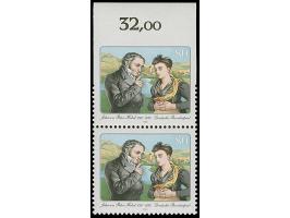 1985, Hebel 80 Pfg., oben ungezähntes Oberrandstück im senkrechten Paar mit Normalmarke, postfrisch. Tadellos. Sehr selten, n
