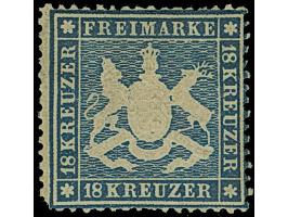 1861,18 Kr. blau, farbfrisch und gut gezähnt, ungebraucht mit nicht originalem Gummi; sonst bis auf minimale Patina einwandfr