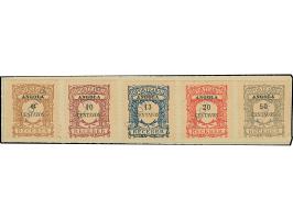1921, ½ c. – 50 c., all with handstamp "ULTRAMAR" on pieces of record sheet