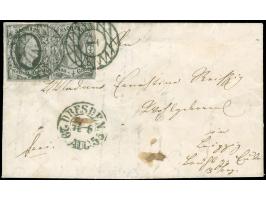 ½ Ngr.auf mattgrau in wertstufengleicher Mischfrankatur mit 1855, Johann ½ Ngr. auf mattgrau, mit jeweils sauber aufgesetzter