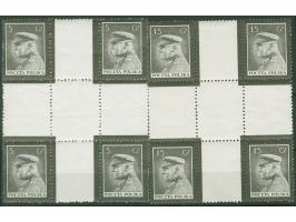 1935, Pilsudski mourning issue, 5g, 15g and 25g three different cross gutter blocks of four, mint never hinged, very fine (Sc