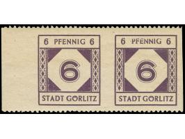 1945, Ziffer 6 Pfg. im waagerechten Paar vom linken Bogenrand, senkrecht ungezähnt, postfrisch, einwandfrei. Kurzbefund Kunz 