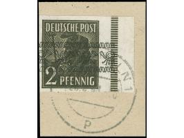 1948, Bandaufdruck auf Arbeiter 2 Pfg., ungezähntes rechtes Randstück, sauber gestempelt auf Briefstück. Einwandfrei. Signier