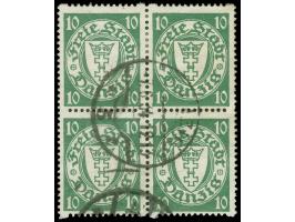 1924, Staatswappen 10 Pfg. mit Rollenzähnung, sauber gestempelter Viererblock, Kurzbefund Dr. Oechsner BPP (Mi.700,-+)