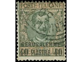 1909, GERUSALEMME 40 pia. on 10 l. rose olive, clear cancelled in good quality, signed Diena. (Sassone 1.600,- €)
