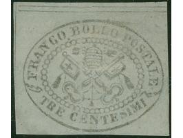 1867, 3 cmi. blueish-grey, good to wide margins with dividing lines on two sides, unused with large part original gum, very f