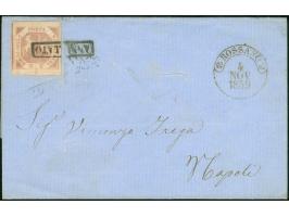 1859, 2 gr. lilac-rose, Type III, full to wide margins tied to folded letter with clear “ANNULLATO”, alongside “ROSSANO 4/NOV