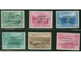 1943, Nationaler Verwaltungsausschuss 25 C. bis 2 L., sowie 50 C. und 2 L. der Flugpostmarken, mit Satzfehler “Verwaltungsaus