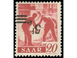 1947, Urdruck 5 Fr. auf 20 Pfg., Aufdruck kopfstehend, postfrisch, tadellos. Signiert Hoffmann BPP und Arge Saar (Mi. 800,-)