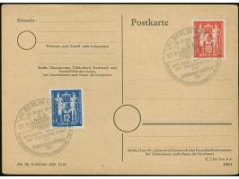 1949, Gründungskonferenz der Postler im WGB 12 und 30 Pfg. je mit ESSt. auf Blanko-Karte, tadellos