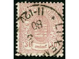 1875, Coat of Arms 30c dull rose, perf 13, clear Luxembourg cds., fresh and fine. (Scott 37)