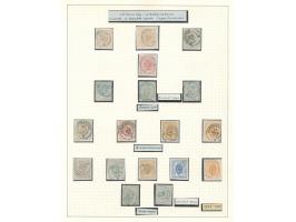 1865/75, Coat of Arms 13 stamps 1 c. to 40 c. and 5 stamps later issues, rouletted in colour, 1 c. and 10 c. including colour
