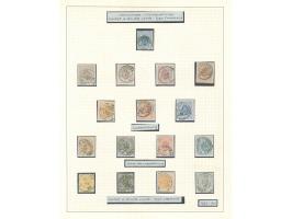 1865/75, Coat of Arms 16 stamps 1 c. to 25 c., rouletted in colour, 10 c. and 25 c. including colour shades, clear cancellati
