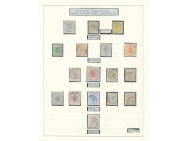 1865/75, Coat of Arms 12 stamps 1 c. to 40 c. and 5 stamps later issues, rouletted in colour, 10 c. including colour shades, 