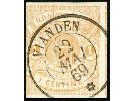 1859, Coat of Arms 1 c. light brown, good to wide margins, closed at left, part into right stamp, perfect cancelled VIANDEN 2