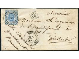 1860, 10 c. blue, full to large margins, tied by target with adjacent "WEISWAMPACH 11 SEPT 61" to small lettersheet to Diekir