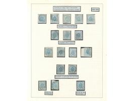 1865/75, Coat of Arms 17 stamps 10 c. blue, including colour shades, clear mute cancellations rect. rural, barred, target, lo