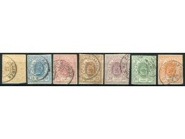 1859, Coat of Arms set of six stamps up to 40 c. orange, mainly good margins and fresh colours, clear cancellations, fine.
