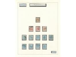 1859, Two album pages with Coat of Arms imperf issue 23 stamps, mainly good margins and fresh colours, including 1 c. cut int