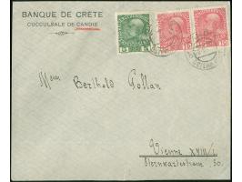 1914, Candia: cover franked with Austrian stamps 5 h green and pair of 10 h rose 1908, tied with "CANDIA b Osterr. Post 22.VI