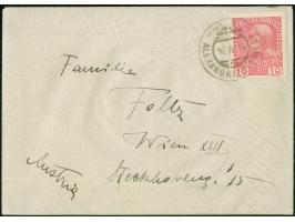 1914, "ALEXANDRIEN-TRIEST 16.IV.14", klarer Abschlag des Schiffspoststempels auf Brief mit 10 H., adressiert nach Wien, dekor