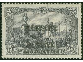 1920, Aufdruckausgabe Germania 3 M. schwarzviolettgrau, Doppelaufdruck, ungebraucht, tadellos, rückseitiges Eigentumszeichen,