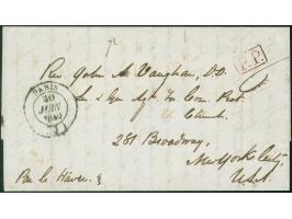 1840, forwarding agents folded envelope from a missionary in Constantinople with red boxed "P.P", transatlantic mail cover se