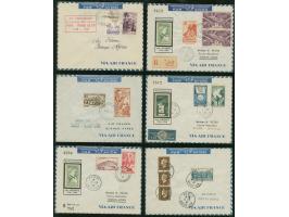 1946/54, Air France : 10 air mail covers including first flights to Nouvelle Caledonie registered, anniversary flights to Bue