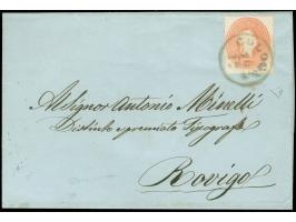 "COLOGNA 19/12" EKr. in schwärzlichblau, sauber auf 1861, 5 Soldi auf Briefhülle nach Rovigo. Schöne und einwandfreie Erhaltu