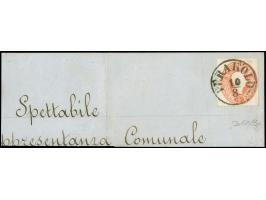 "PERAROLO 10/8", EKr., glasklar und gerade auf Österreich 1860, 5 Kreuzer, auf großem Briefteil. Ein außerordentlich seltenes
