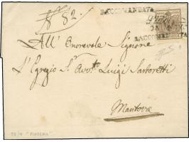 "Piadena 28 NOV.", L2 auf 2 Einzelwerten Handpapier 30 Centesimi (beide einseitig leicht berührt) mit zusätzlichem "RACCOMAND
